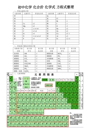 初中化学元素_化合价_化学式_方程式整理