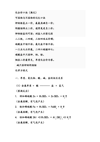 初中化学式+化合价口诀精编版