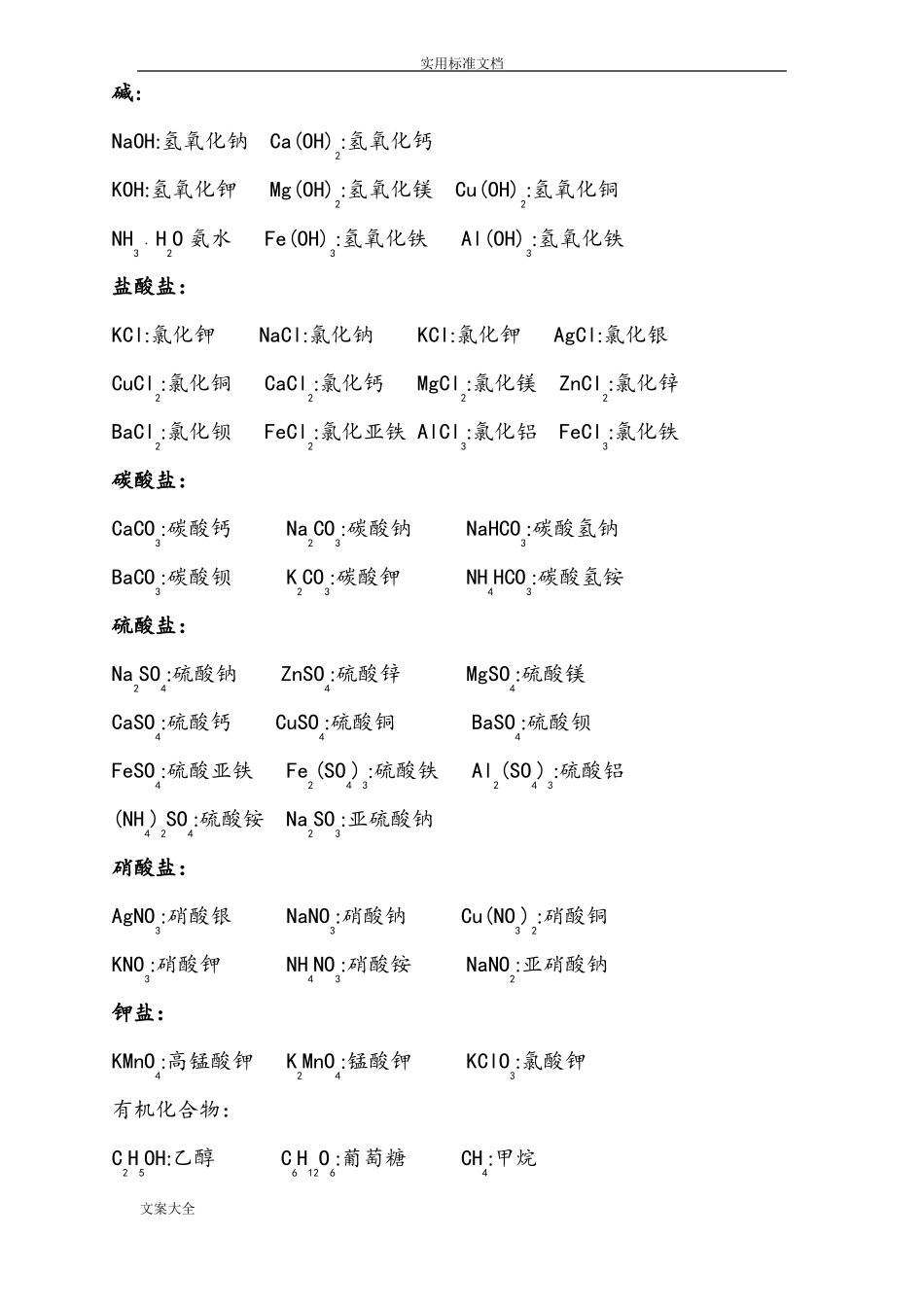 初中化学必背化学式大全97367_第2页