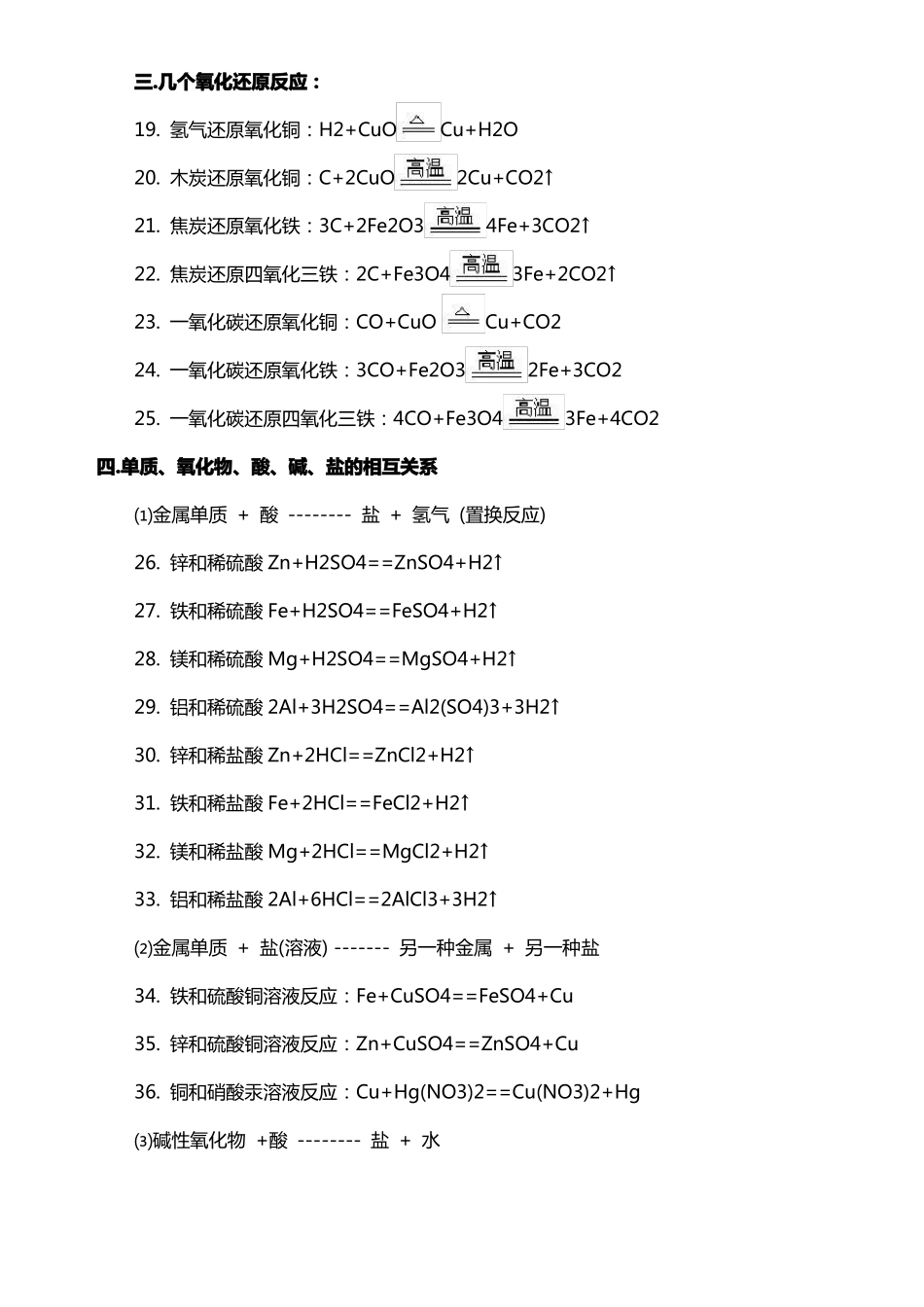 初中化学方程式打印版_第2页