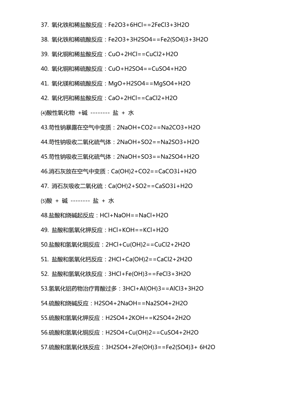 初中化学方程式打印版_第3页