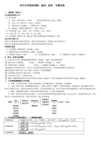 初中化学离子共存_物质鉴别分离_化学推断专题训练