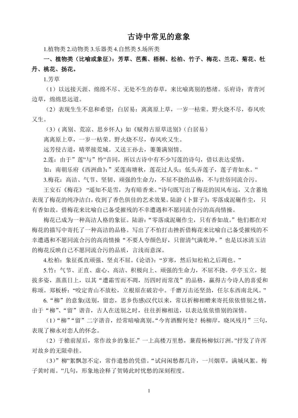 初中古诗词常用意象整理最新_第1页