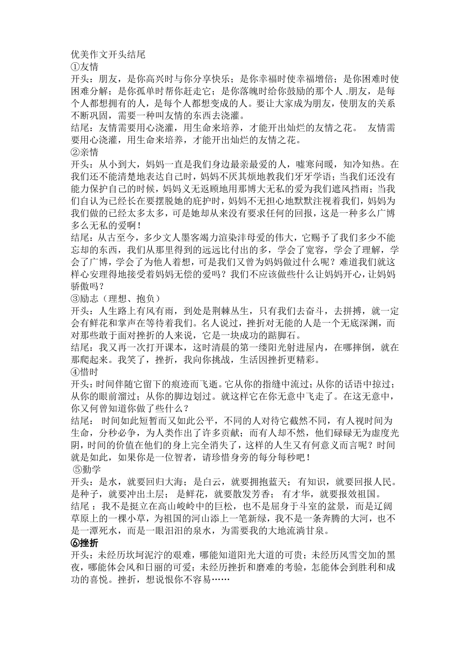 初中实用作文开头结尾_第1页