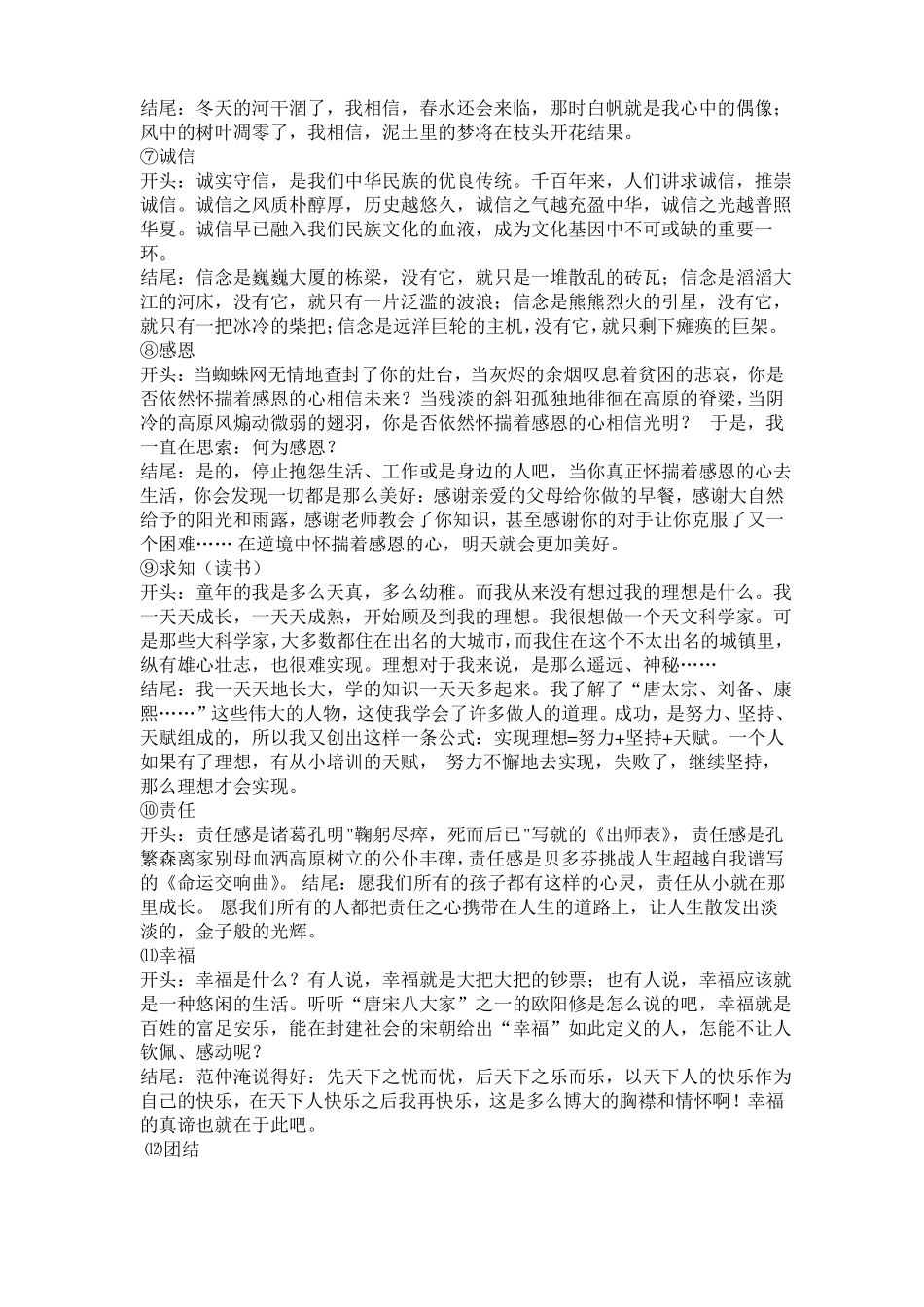 初中实用作文开头结尾_第2页