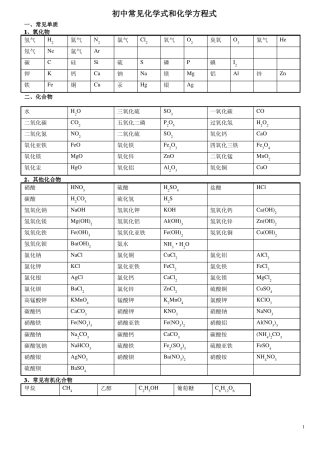 初中常用的化学式_、俗名答案