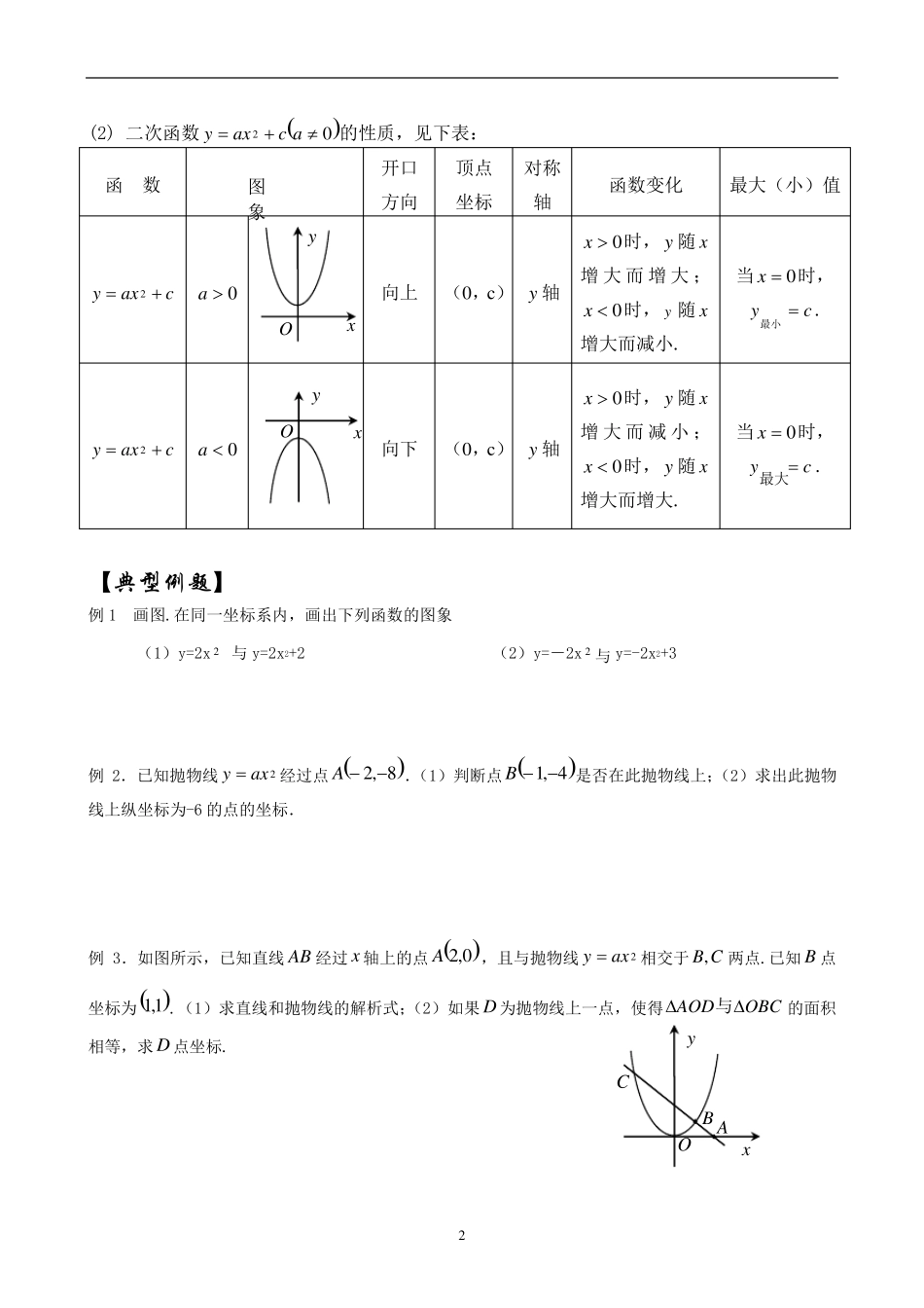 初中数学二次函数的图像与性质_第2页