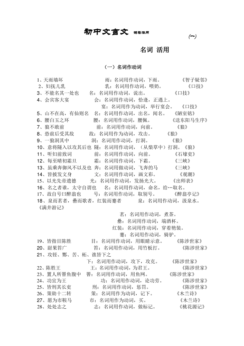 初中文言文_词类活用_第1页