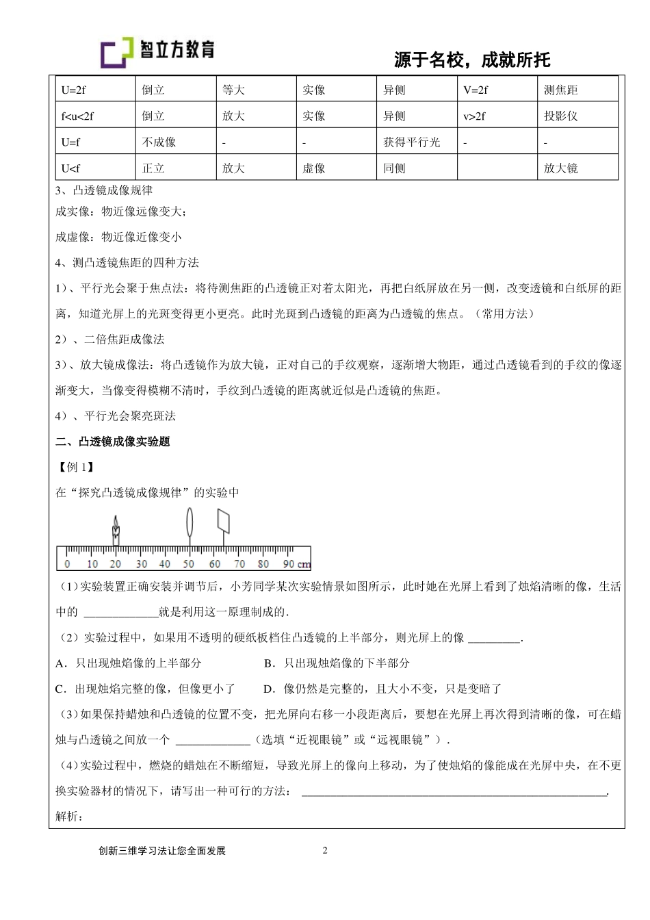 初中物理4凸透镜成像规律_第2页