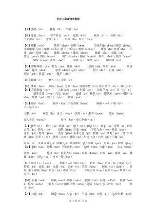 初中生易读错的字整理