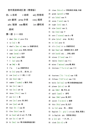 初中英语单词汇总表可打印版