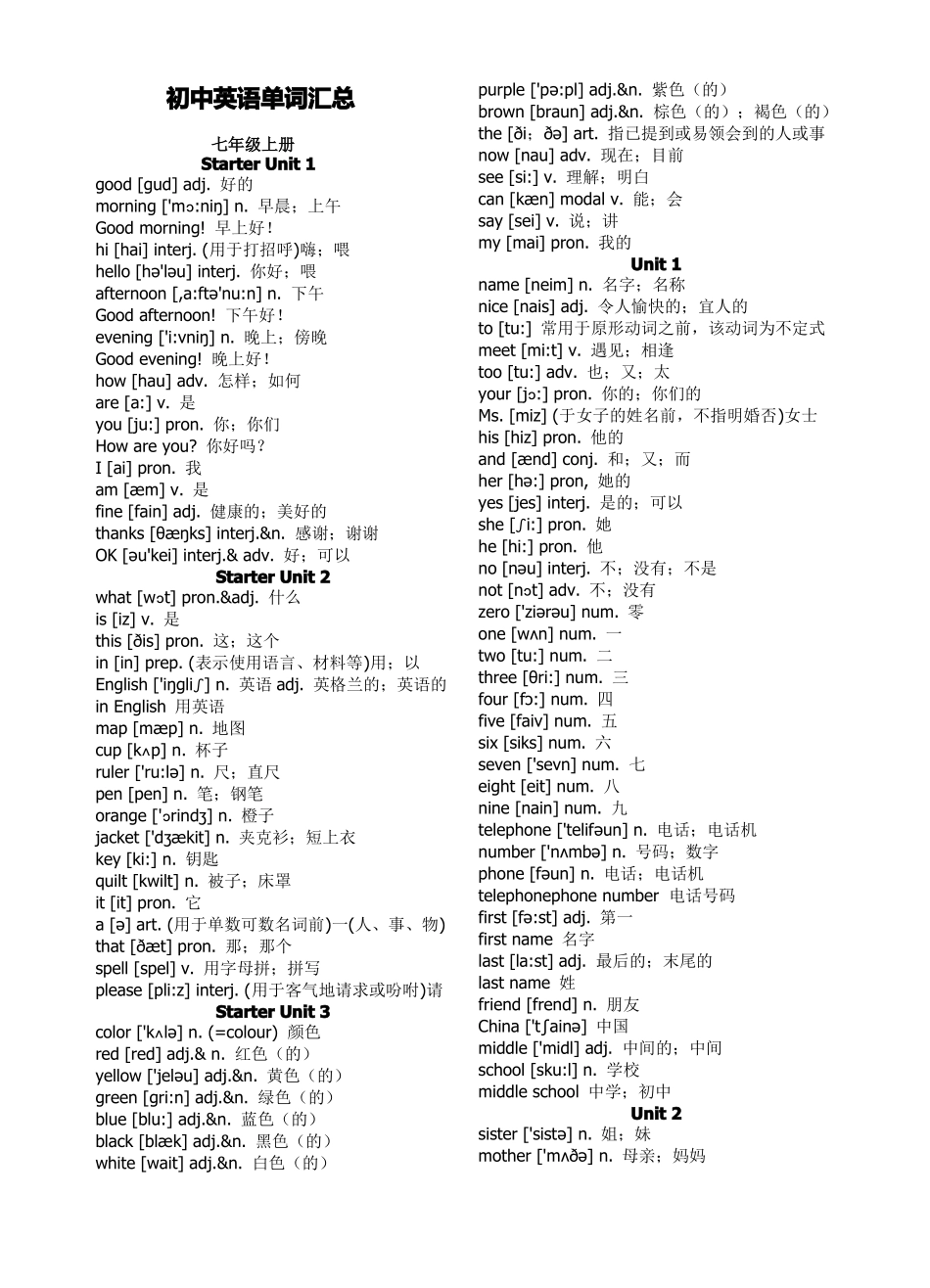 初中英语单词汇总_第1页