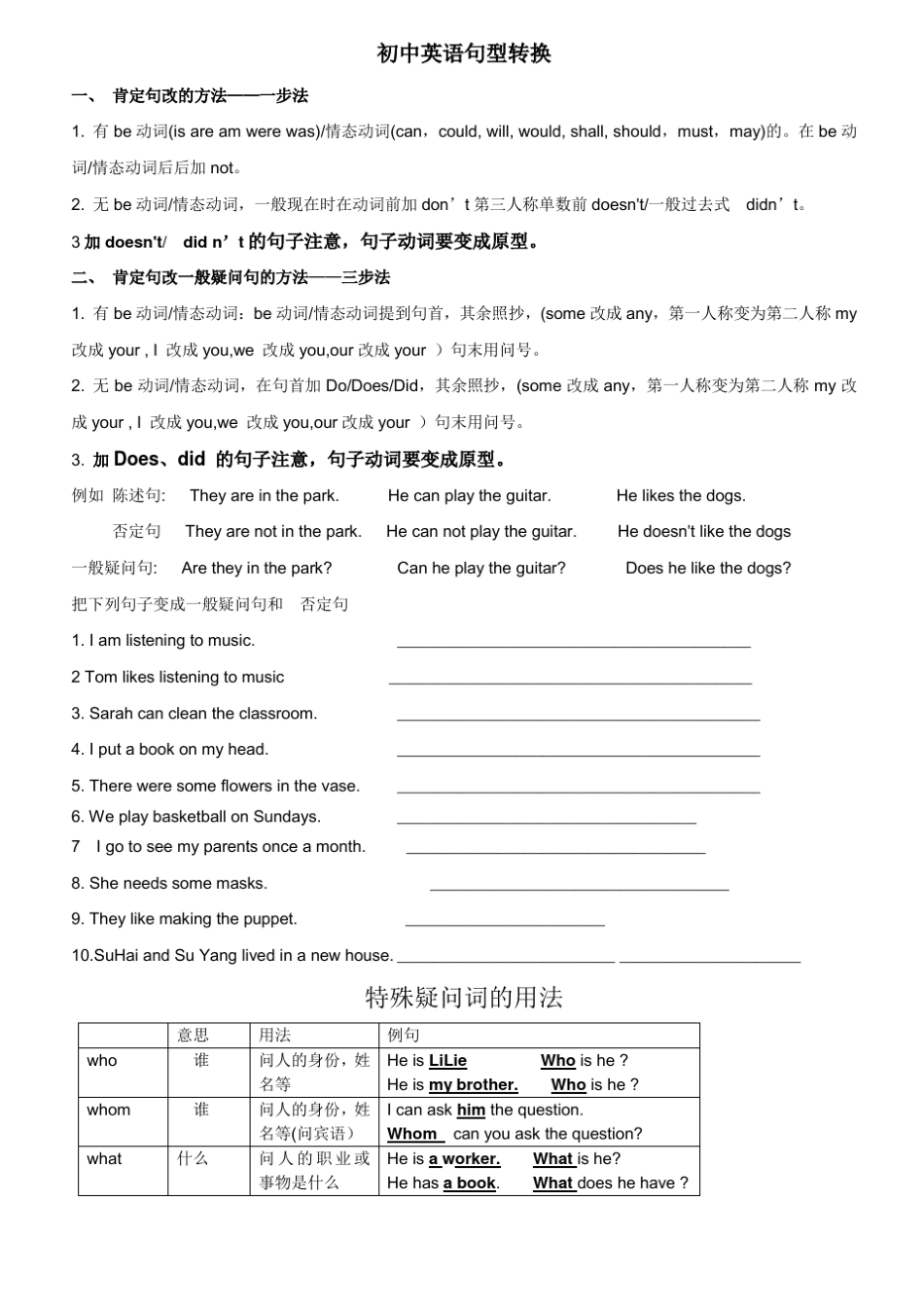 初中英语句型转换_第1页