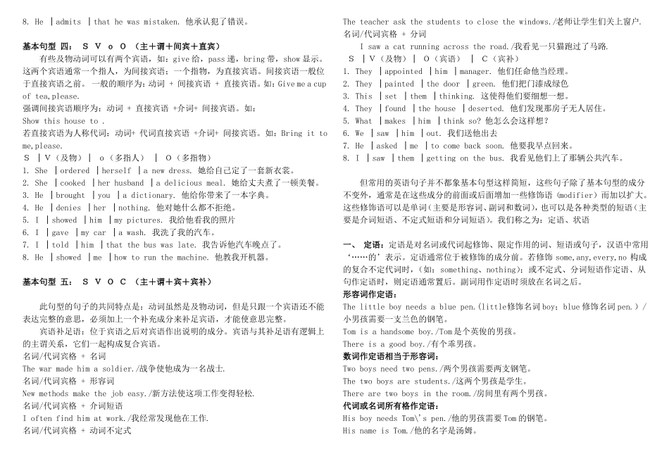初中英语句子成分的划分及练习_第2页