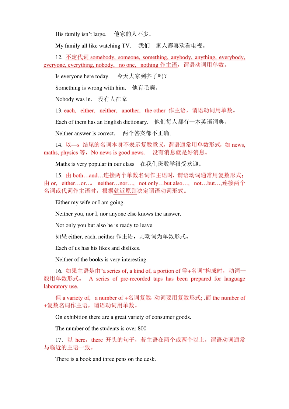 初中英语语法--主谓一致与练习_第3页