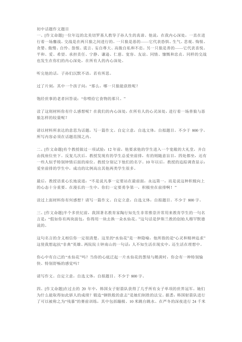 初中话题作文题目_第1页