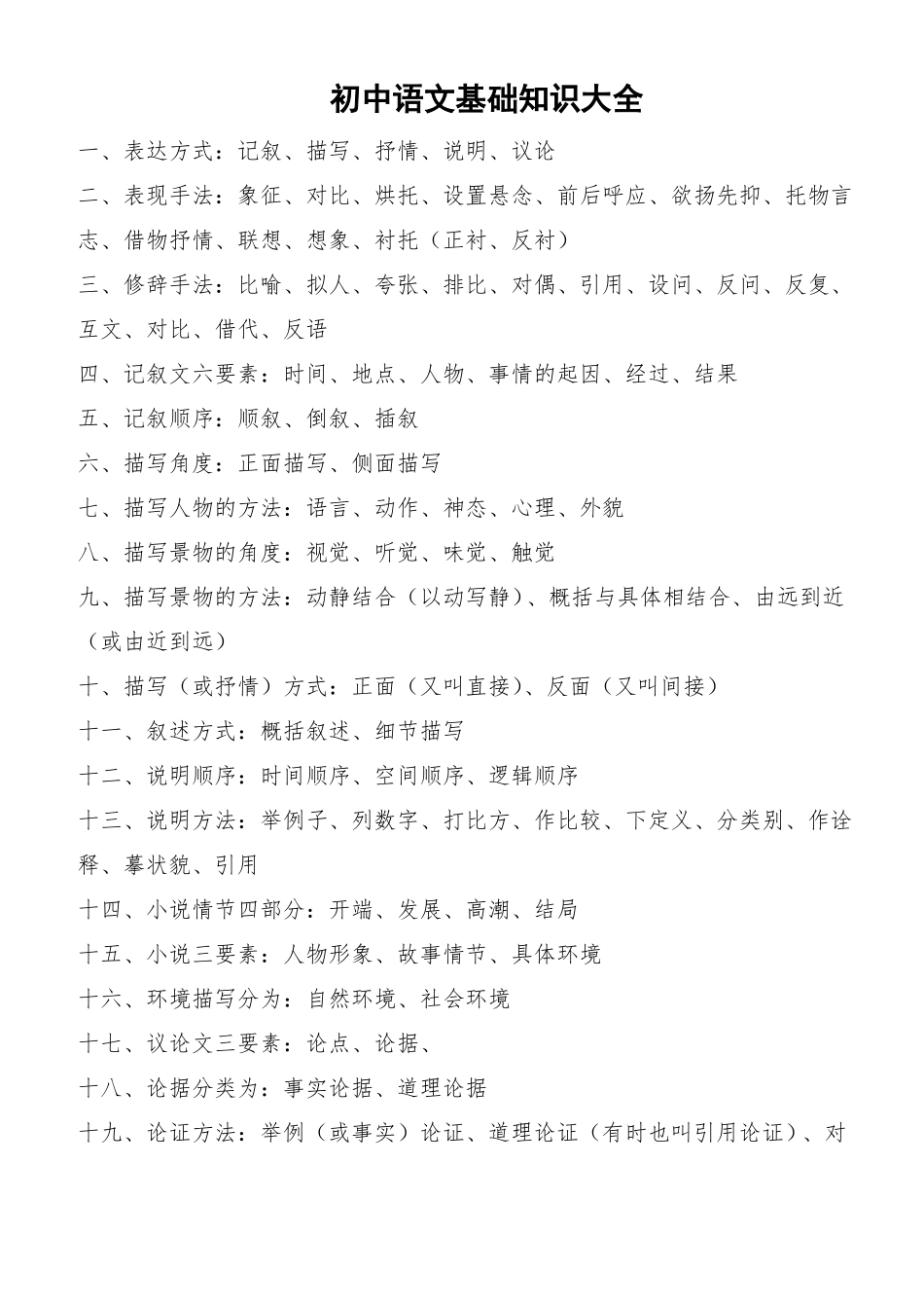 初中语文基础知识大全_第1页