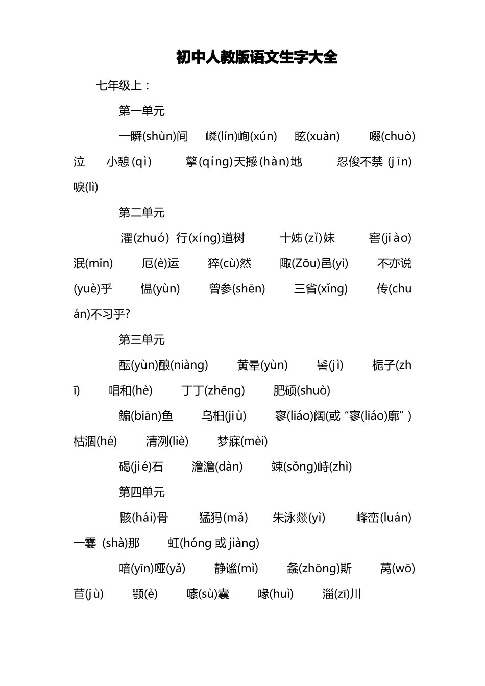 初中语文生字大全_第1页