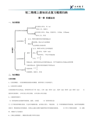 初二物理学霸笔记上册