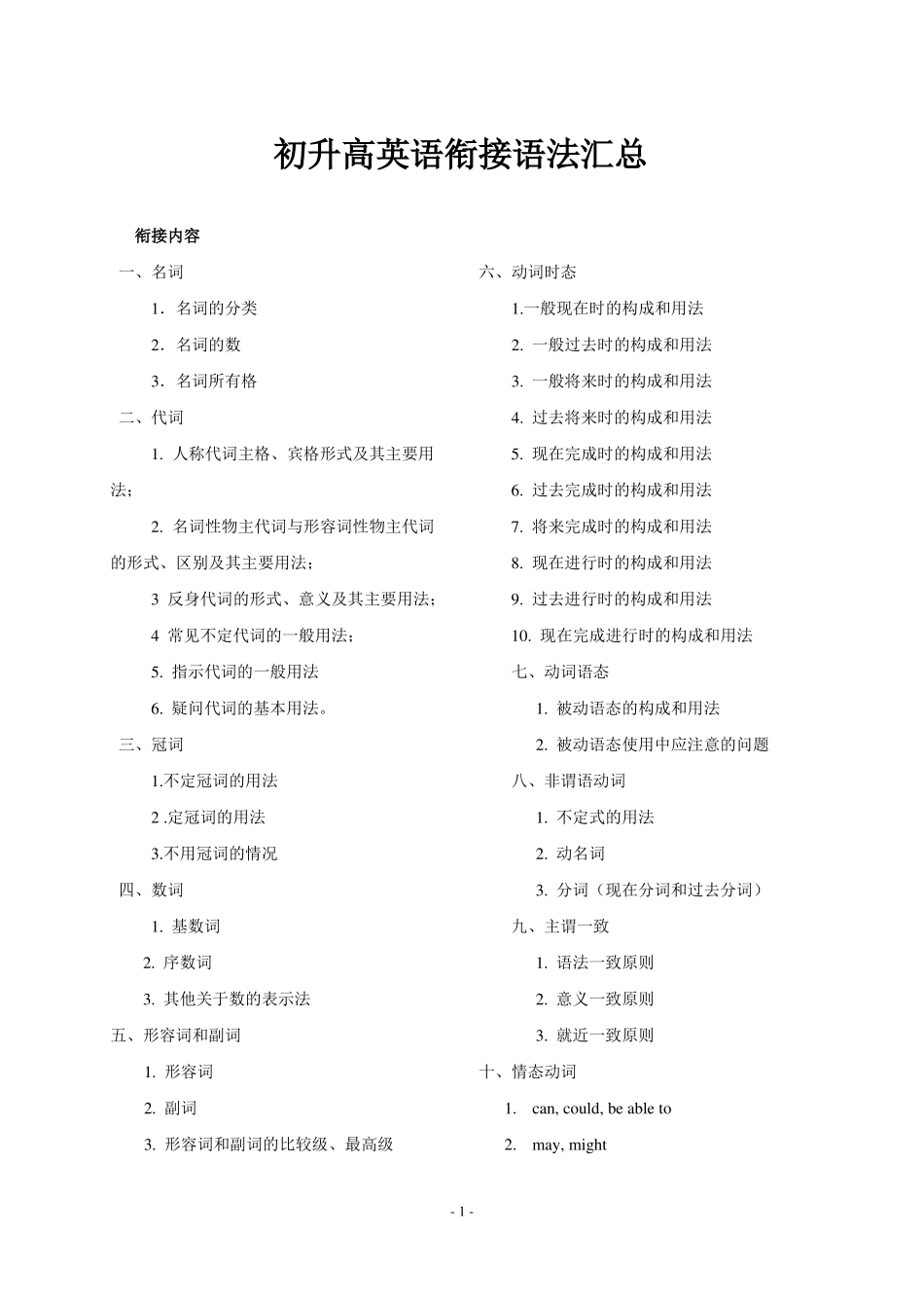 初升高英语衔接教案语法汇总_第1页