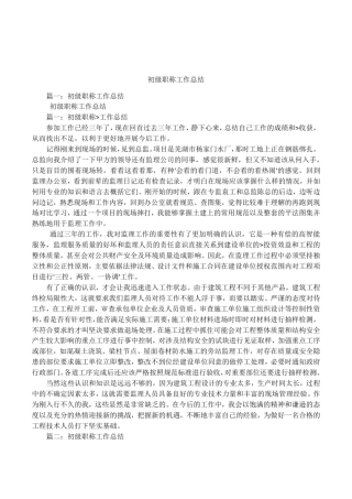 初级职称工作总结