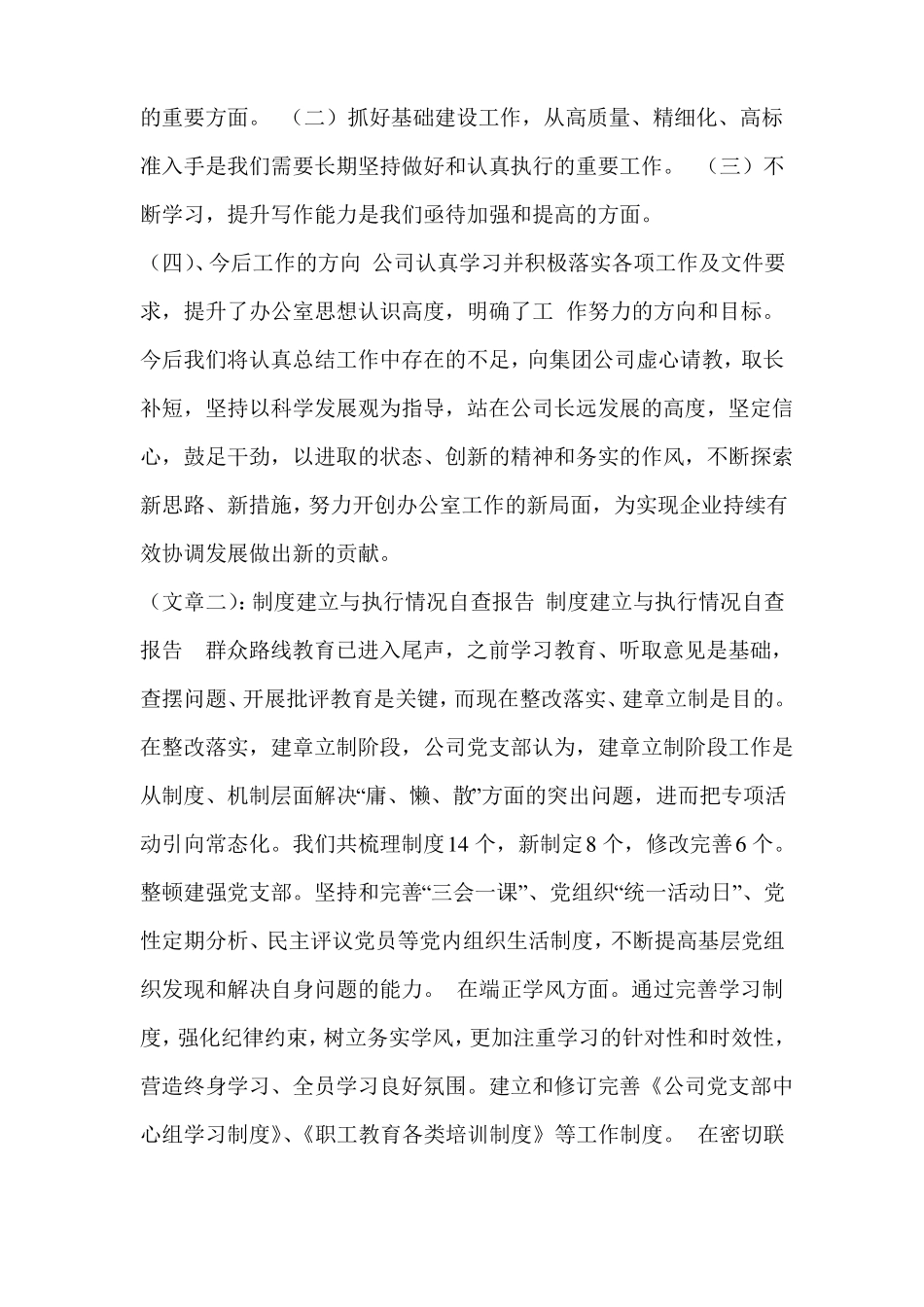 制度执行情况自查报告_第2页