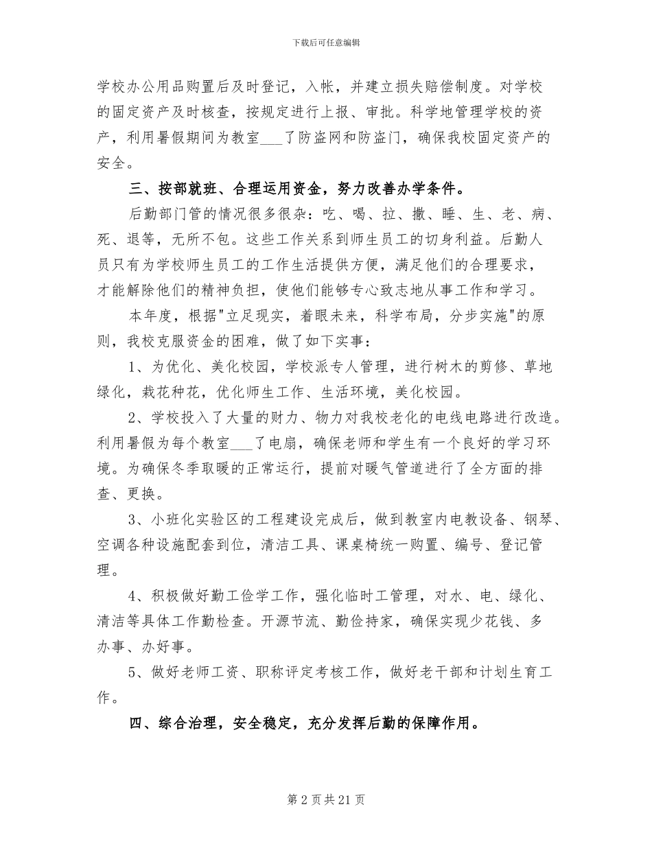 2024年后勤管理工作总结模板_第2页