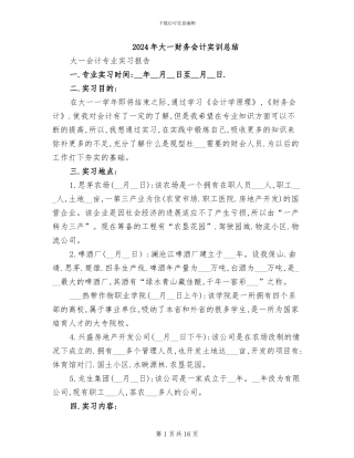 2024年大一财务会计实训总结