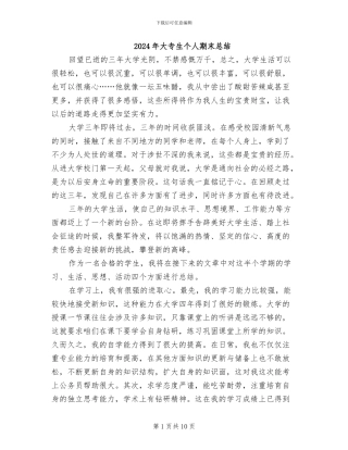 2024年大专生个人期末总结