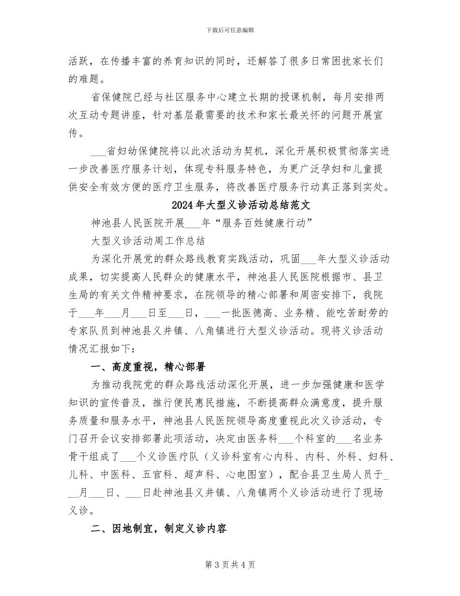 2024年大型义诊活动总结模板_第3页