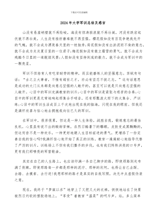 2024年大学军训总结及感言