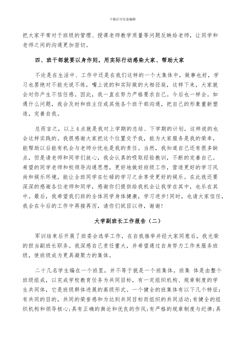 2024年大学副班长个人年度工作总结_第2页