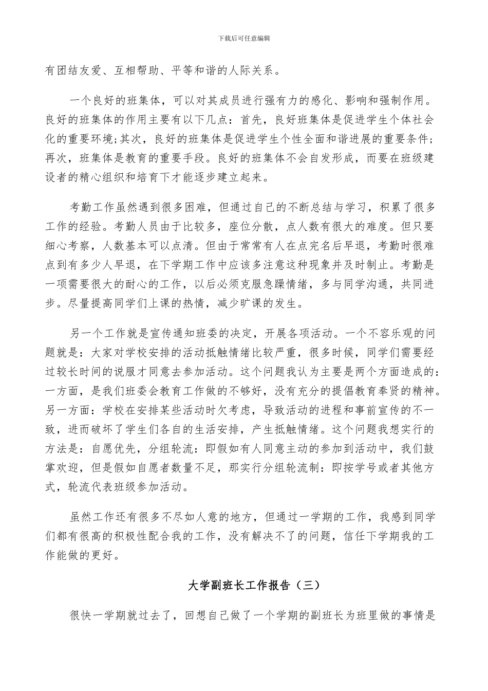 2024年大学副班长个人年度工作总结_第3页