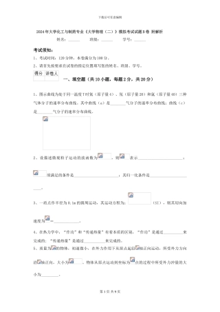 2024年大学化工与制药专业《大学物理》模拟考试试题B卷-附解析