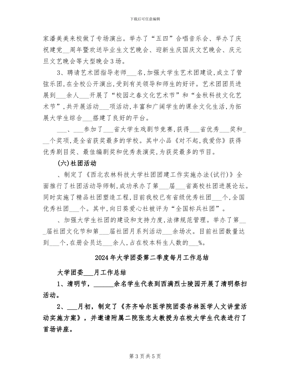 2024年大学团委的工作总结_第3页