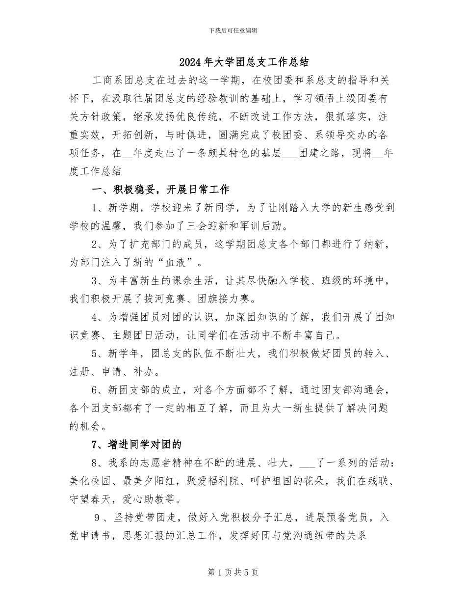 2024年大学团总支工作总结_第1页