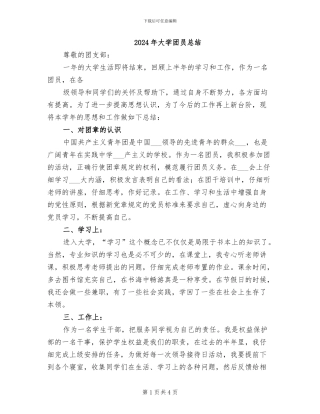 2024年大学团员总结