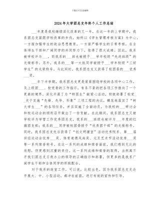 2024年大学团总支年终个人工作总结