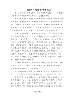 2024年大学团总支年度工作总结