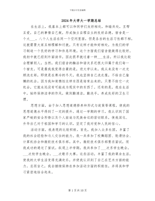 2024年大学大一学期总结