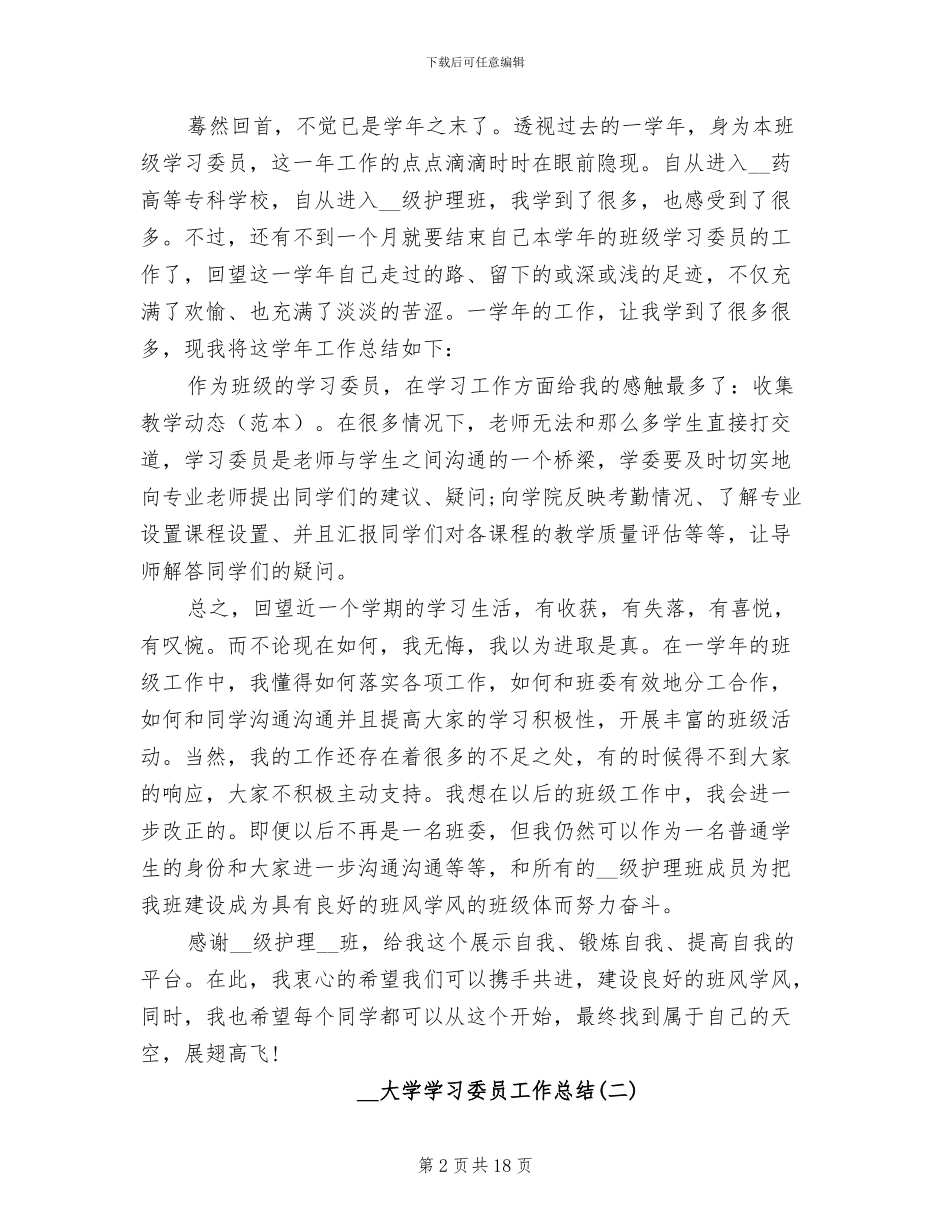 2024年大学学习委员工作总结_第2页