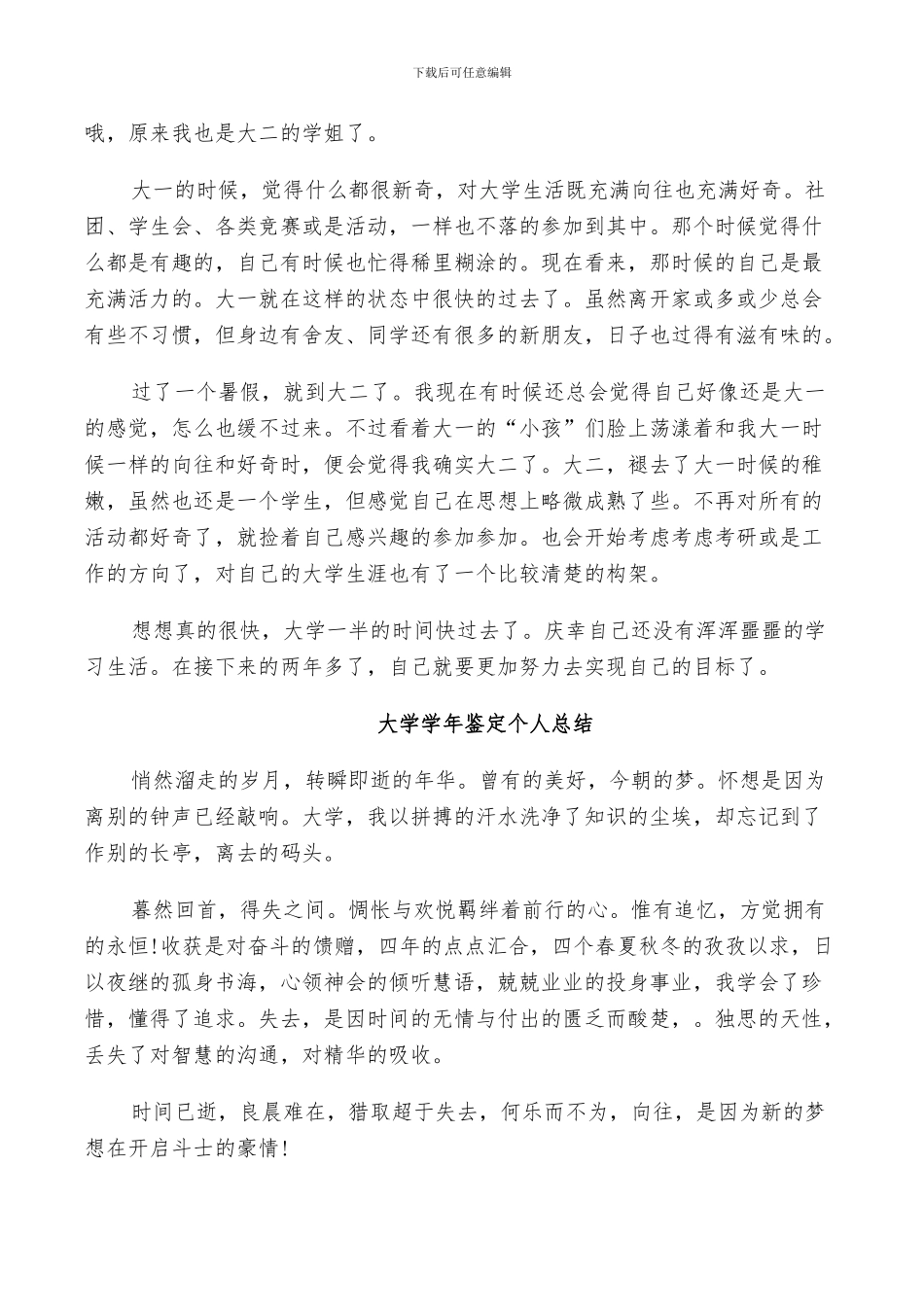 2024年大学学年鉴定个人总结_第2页
