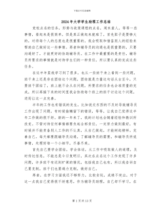 2024年大学学生助理工作总结