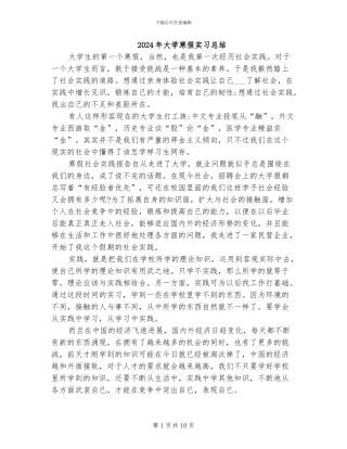 2024年大学寒假实习总结