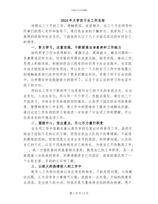 2024年大学实习生工作总结