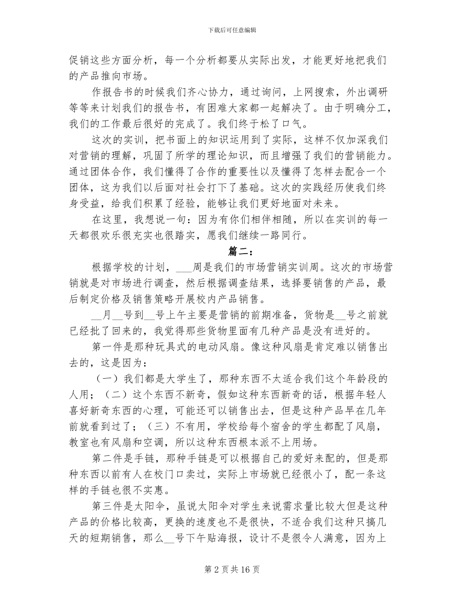 2024年大学市场营销实训个人总结_第2页