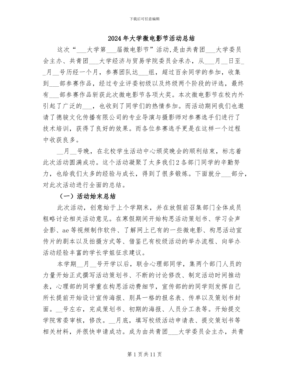 2024年大学微电影节活动总结_第1页