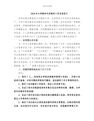 2024年大学教务处实践科工作总结范文