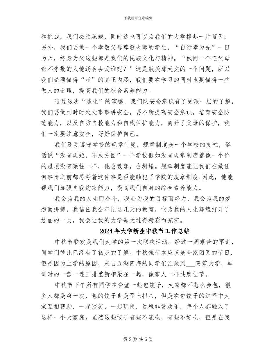 2024年大学新生个人思想总结_第2页