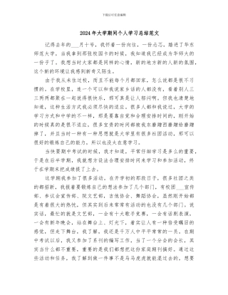 2024年大学期间个人学习总结范文